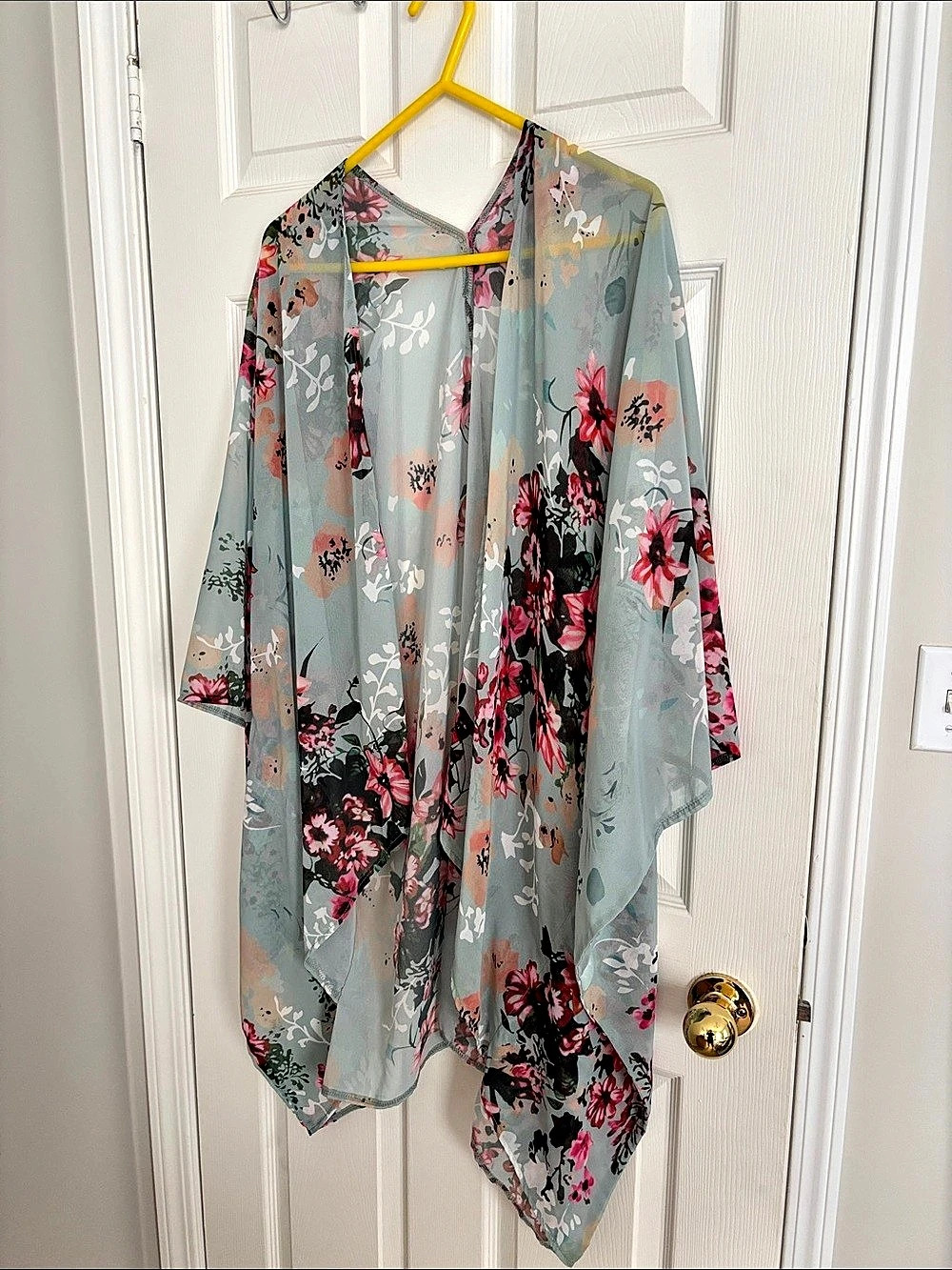 Floral Kimono Tunic in Blue & Pink